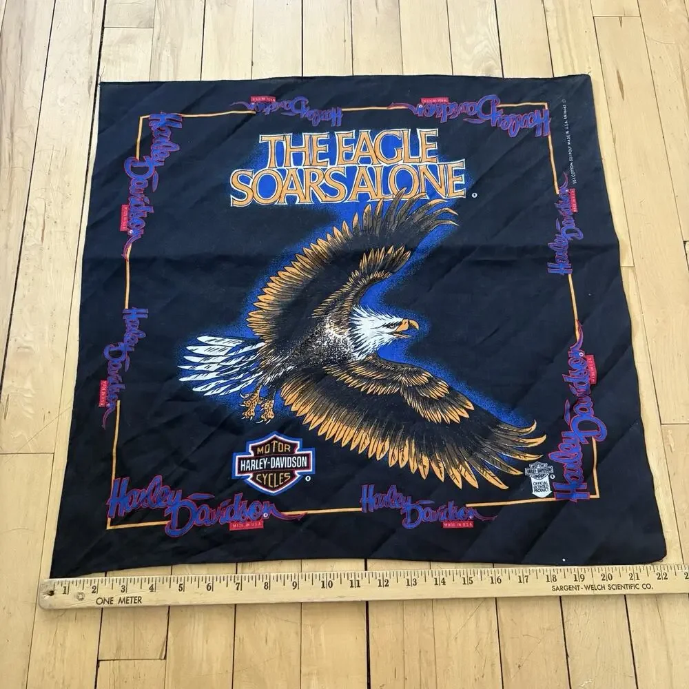 Harley Davidson The Eagle Soars Alone Bandanna Motorcycle Riding Vintage Y2K USA